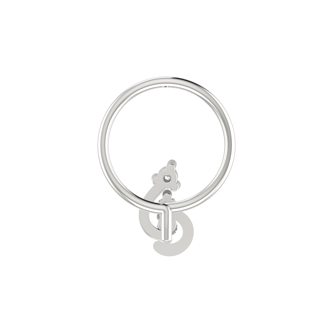 14K Gold Curved Drop design 0.026ct Natural Diamond Nose Pin