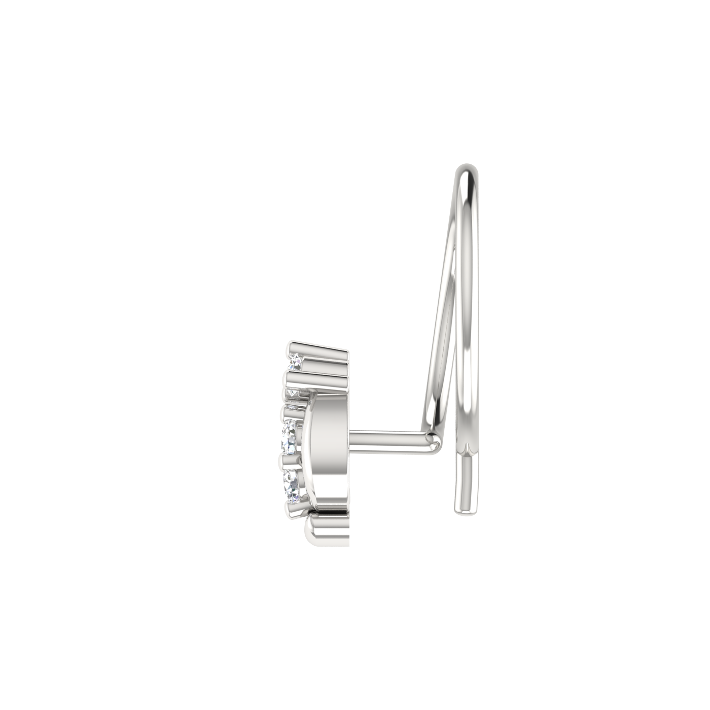 14K Gold Curved Drop design 0.026ct Natural Diamond Nose Pin