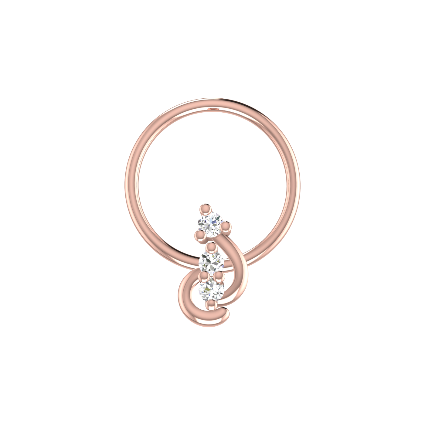 14K Gold Curved Drop design 0.026ct Natural Diamond Nose Pin