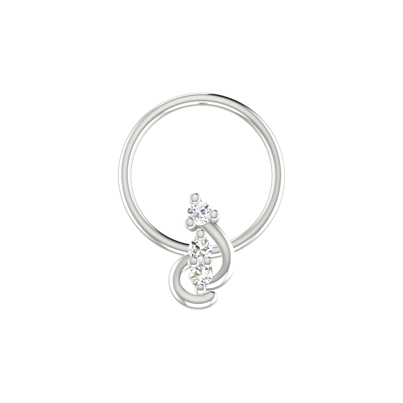 0.026 Carat Lab Grown Diamond Spiral Nose Pin.