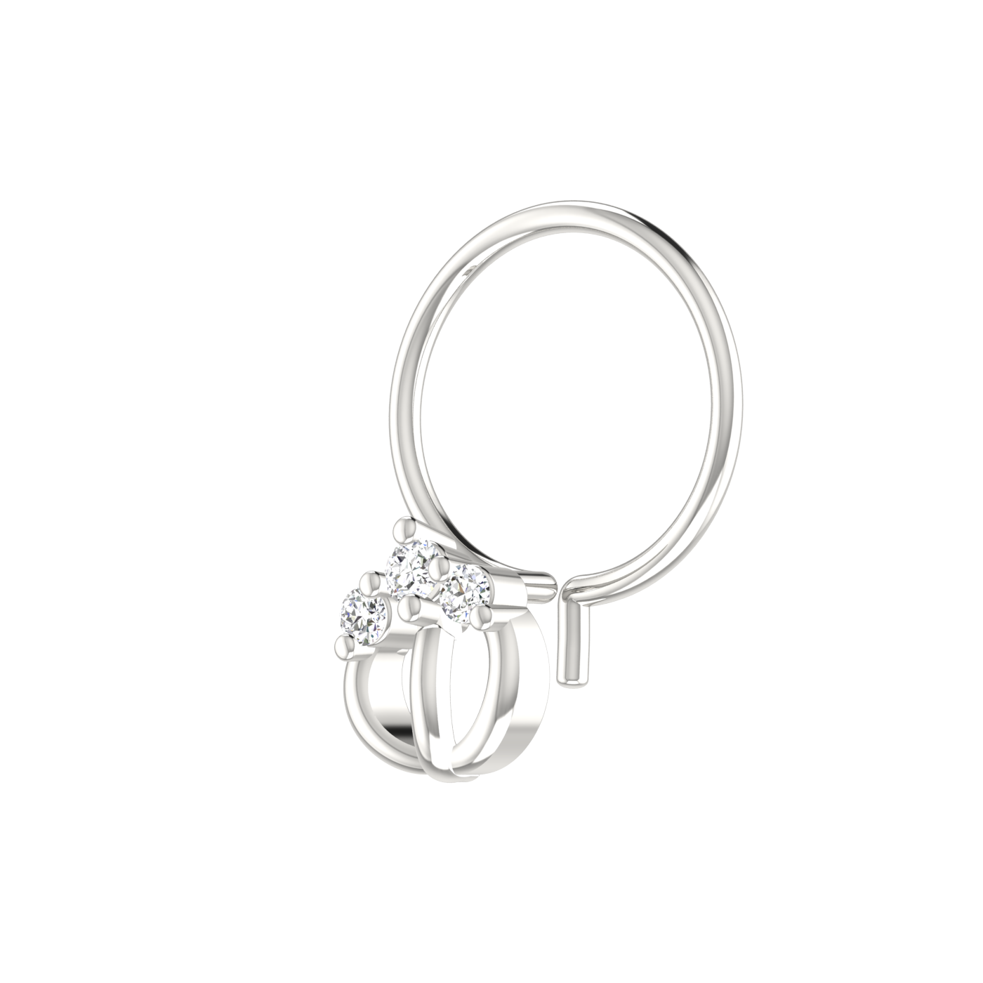 14K Gold Double Arch Design 0.035ct Natural Diamond Nose Pin