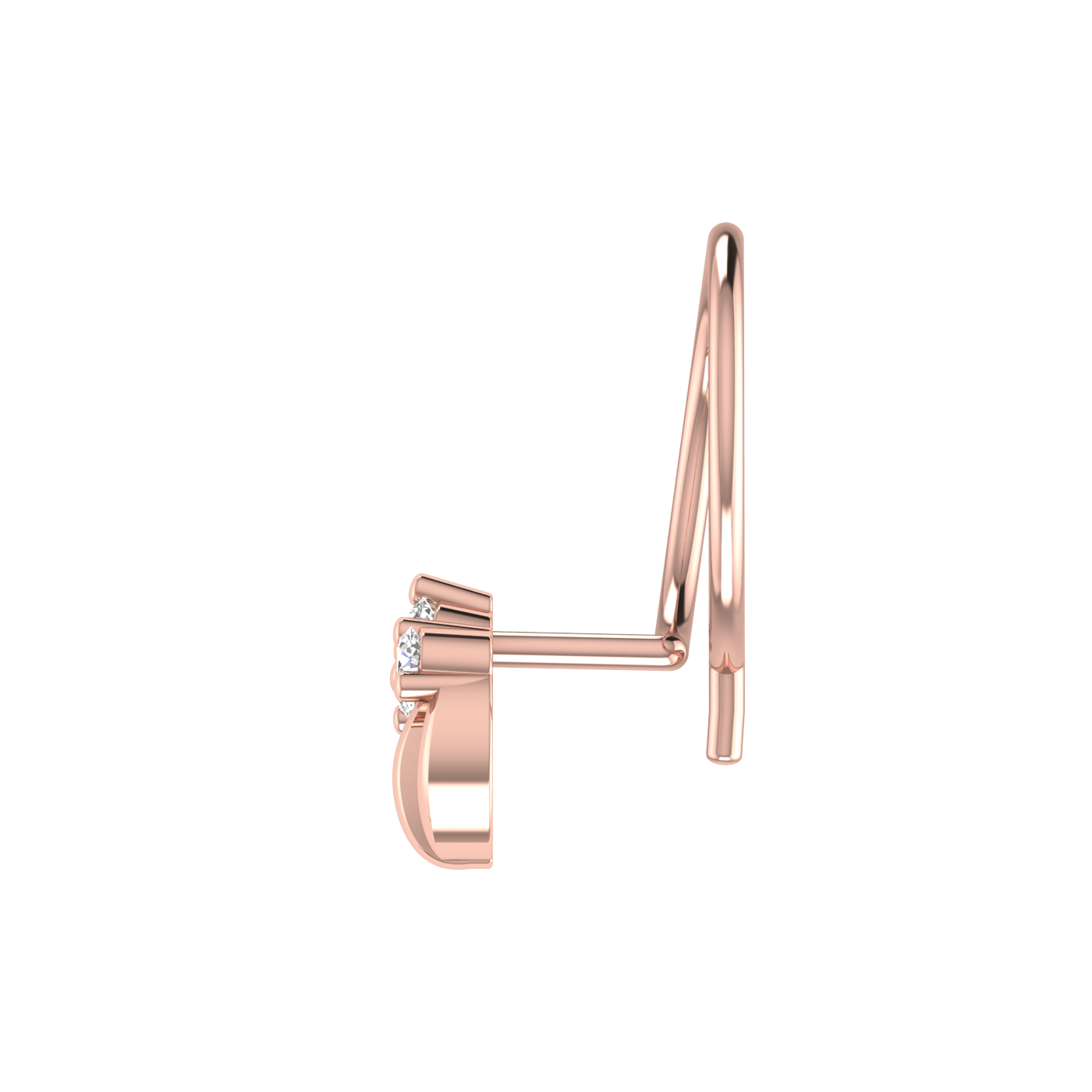 14K Gold Double Arch Design 0.035ct Natural Diamond Nose Pin