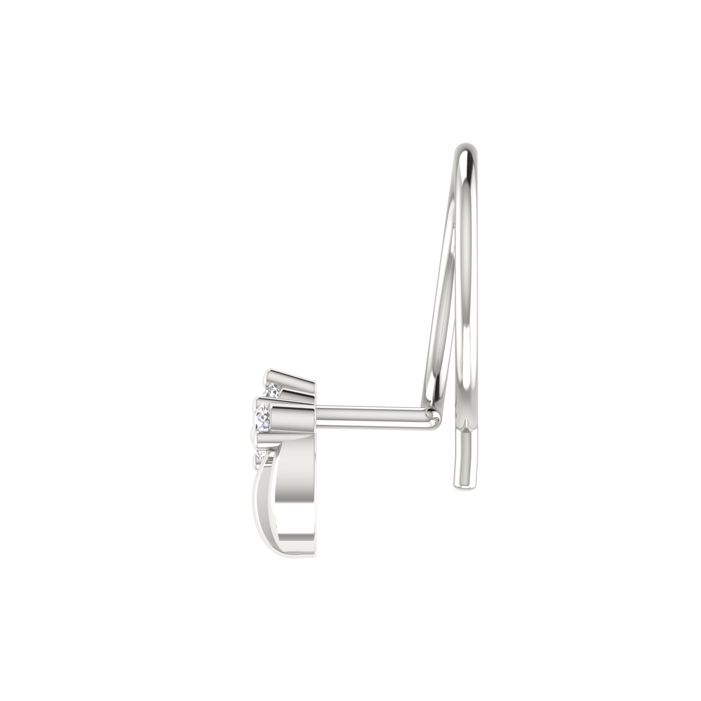 14K Gold Double Arch Design 0.035ct Natural Diamond Nose Pin