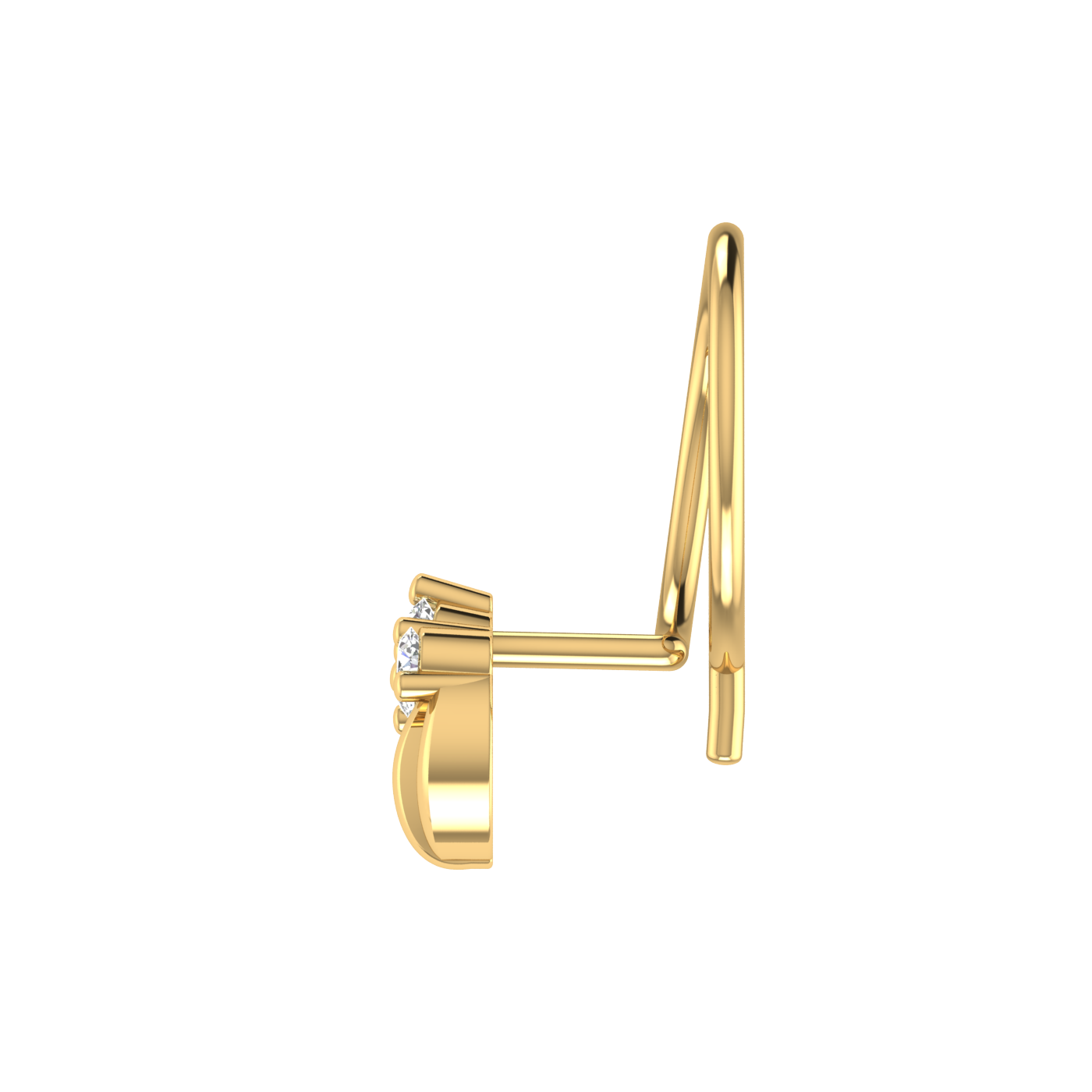 14K Gold Double Arch Design 0.035ct Natural Diamond Nose Pin