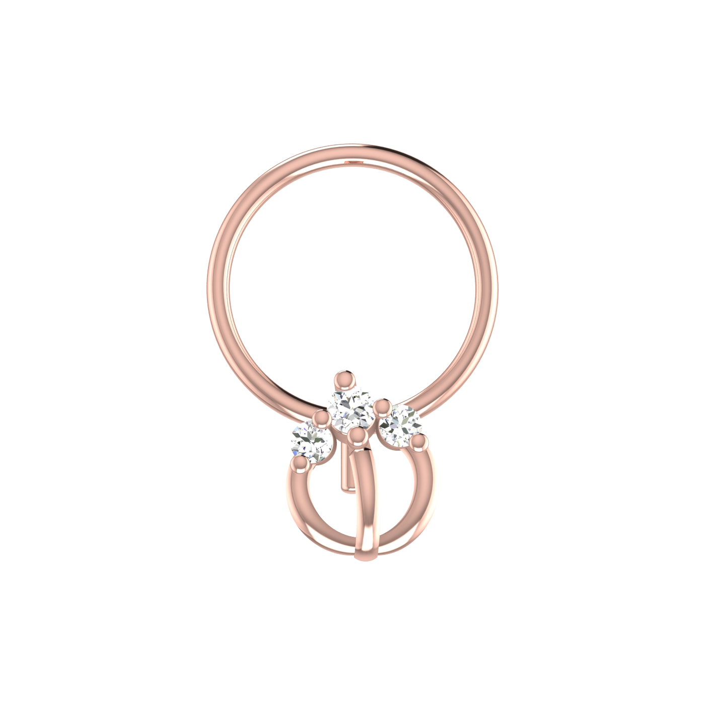 14K Gold Double Arch Design 0.035ct Natural Diamond Nose Pin