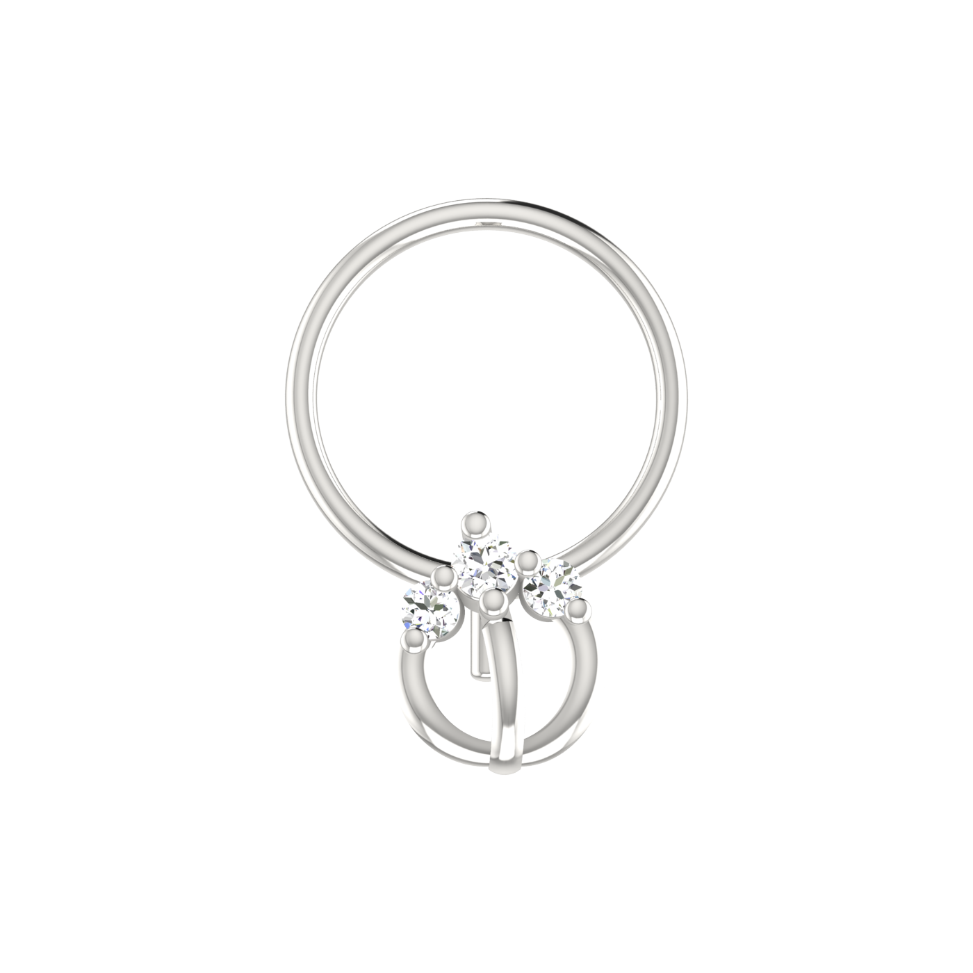 14K Gold Double Arch Design 0.035ct Natural Diamond Nose Pin