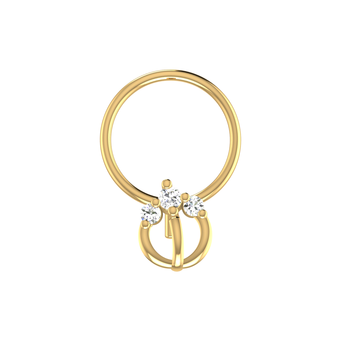 14K Gold Double Arch Design 0.035ct Natural Diamond Nose Pin