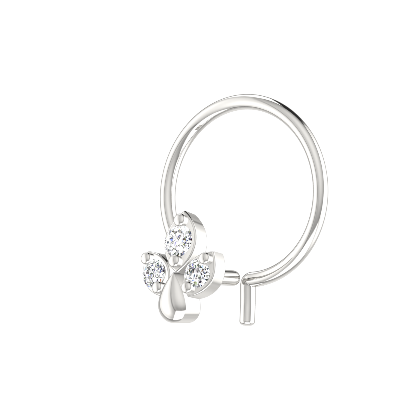 14k Gold Fleur-de-Lis Design 0.035ct Natural Diamond Nose Pin