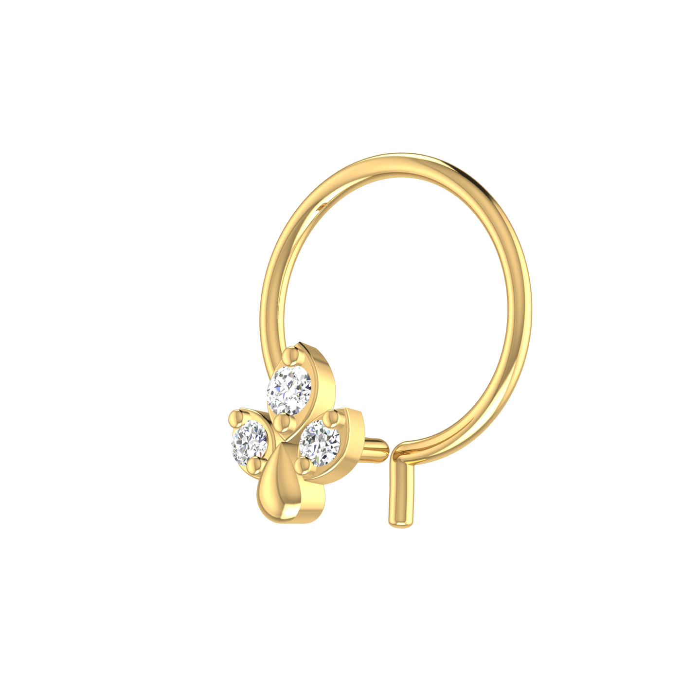 14k Gold Fleur-de-Lis Design 0.035ct Natural Diamond Nose Pin