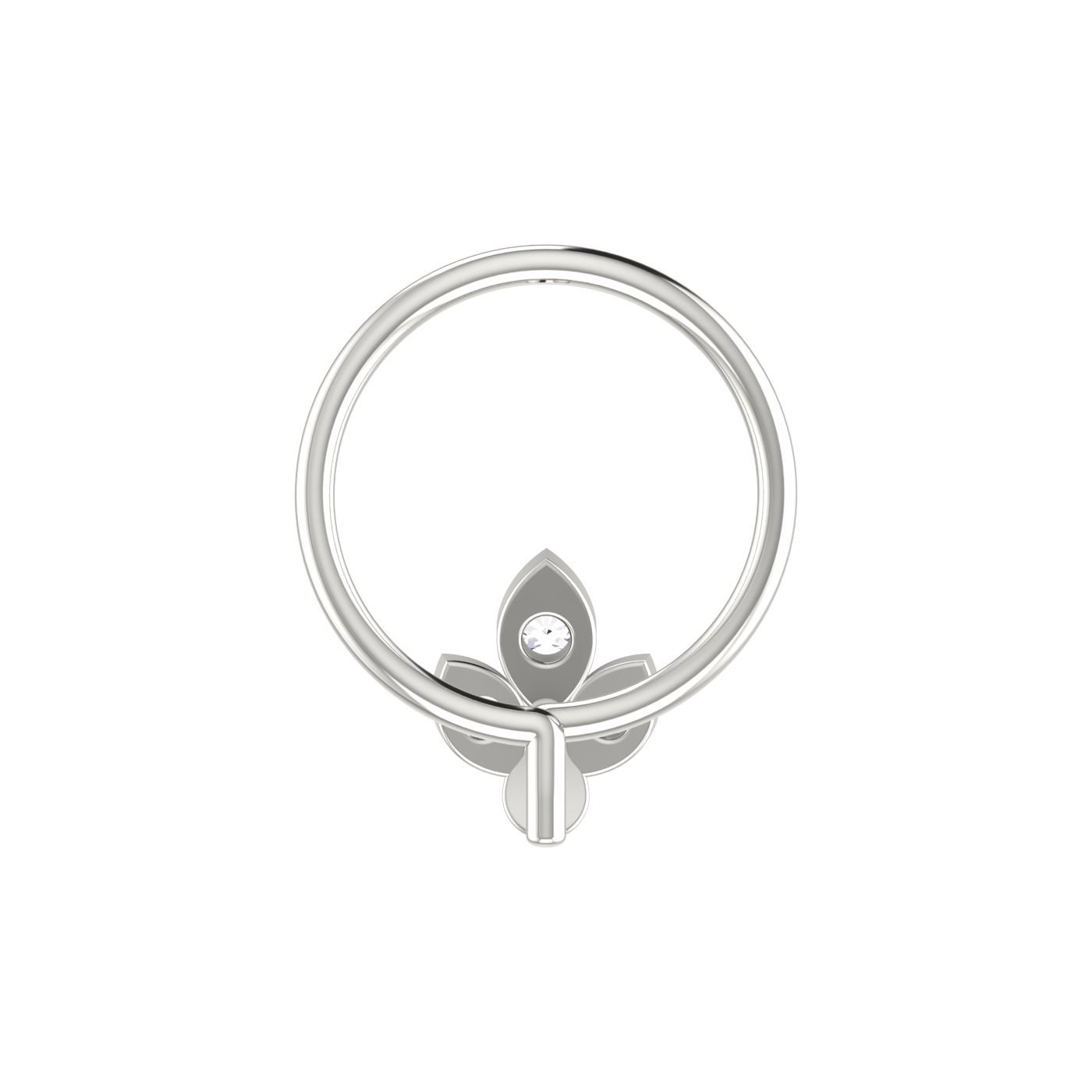 14k Gold Fleur-de-Lis Design 0.035ct Natural Diamond Nose Pin