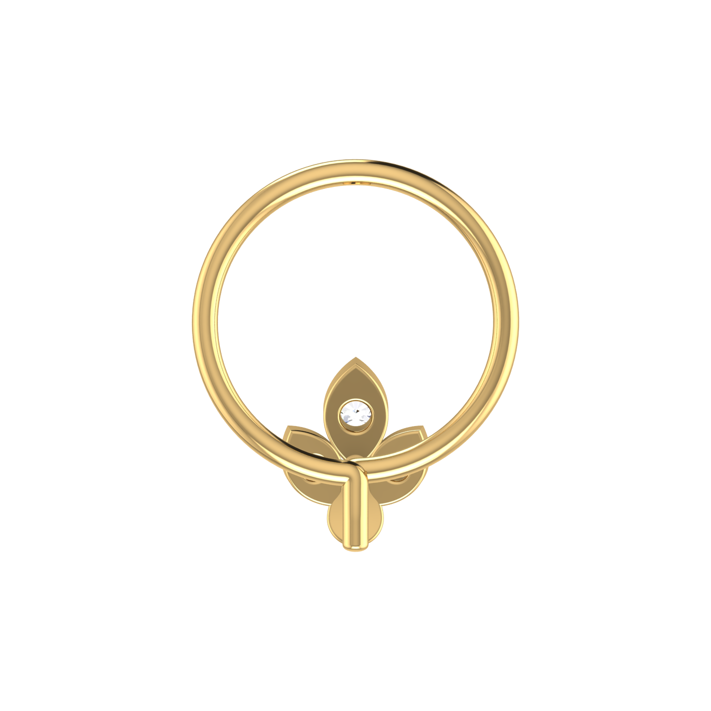 14k Gold Fleur-de-Lis Design 0.035ct Natural Diamond Nose Pin