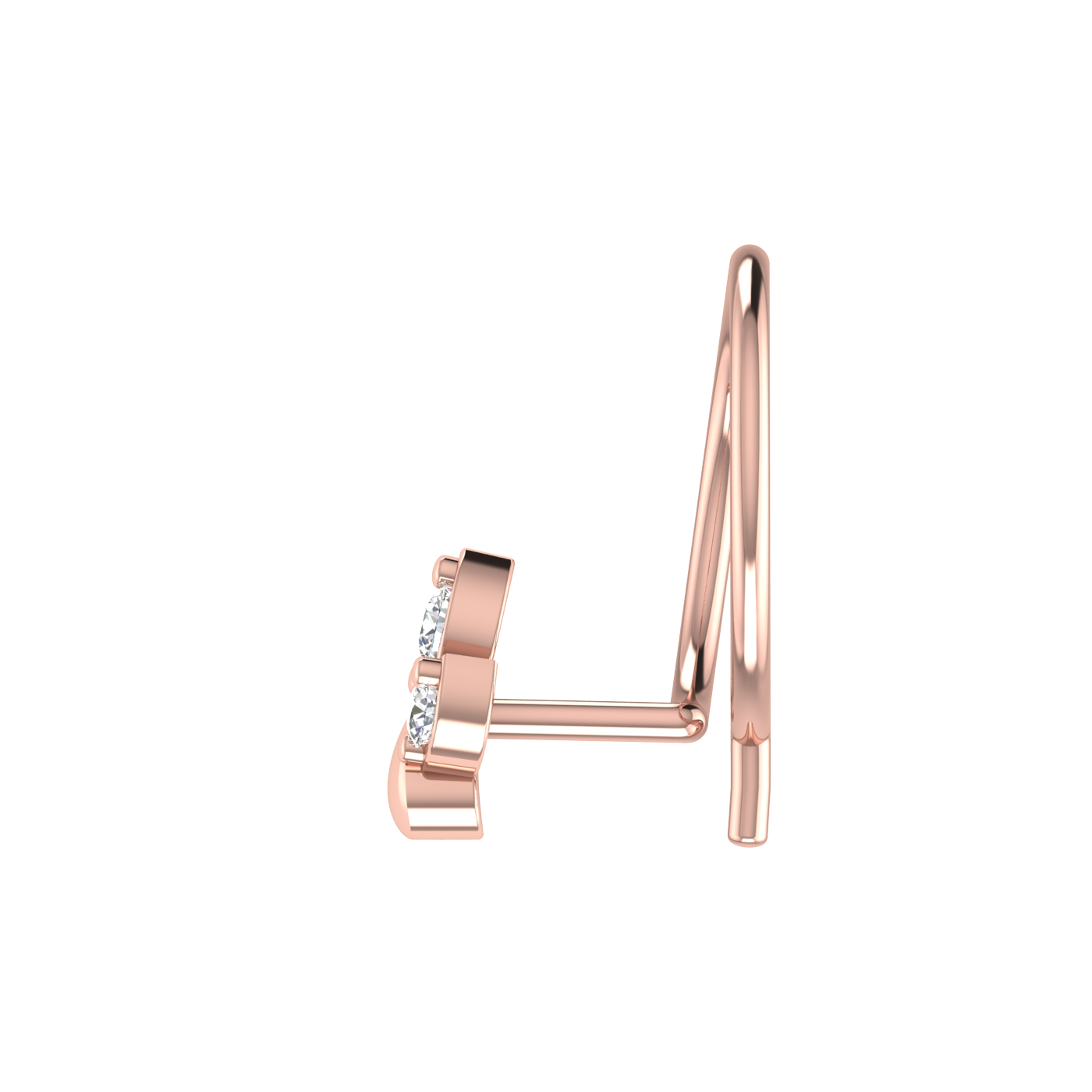 14k Gold Fleur-de-Lis Design 0.035ct Natural Diamond Nose Pin