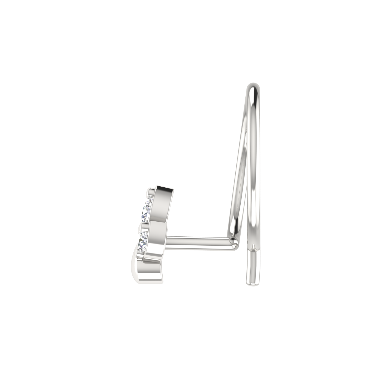 14k Gold Fleur-de-Lis Design 0.035ct Natural Diamond Nose Pin