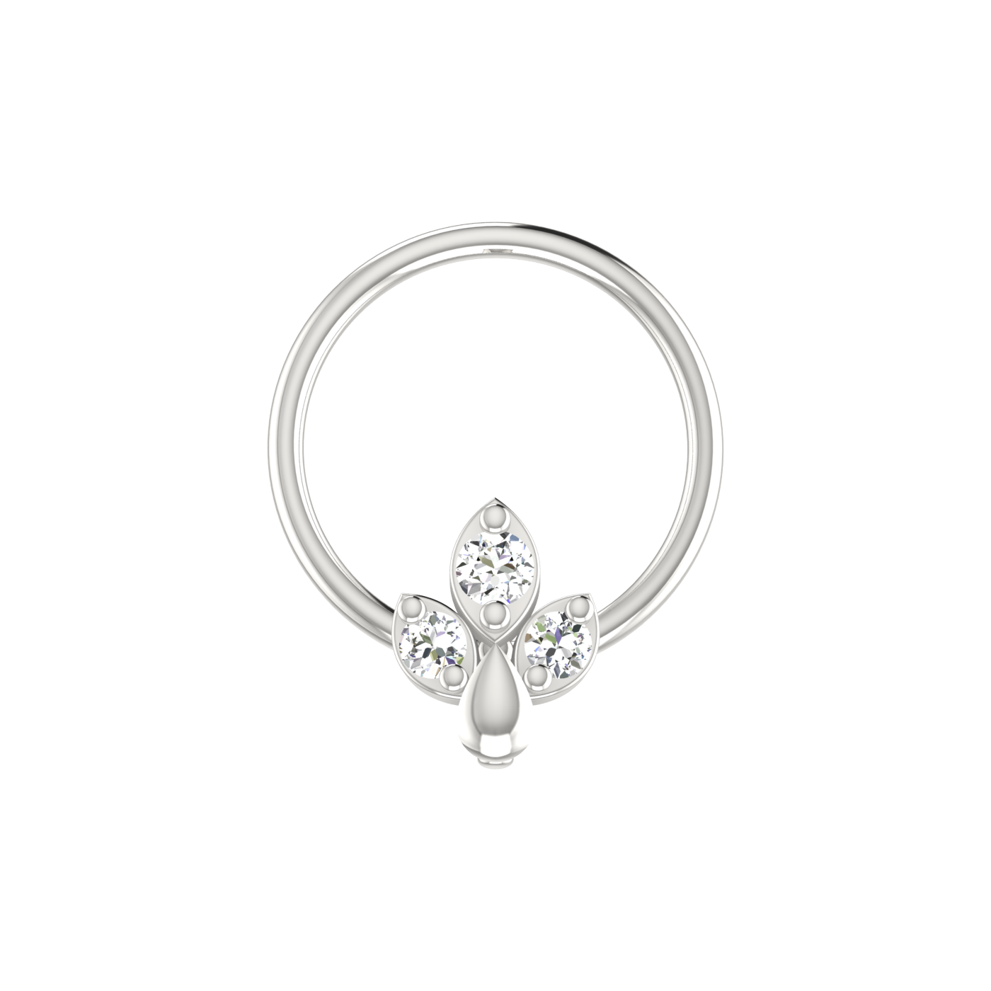 14k Gold Fleur-de-Lis Design 0.035ct Natural Diamond Nose Pin