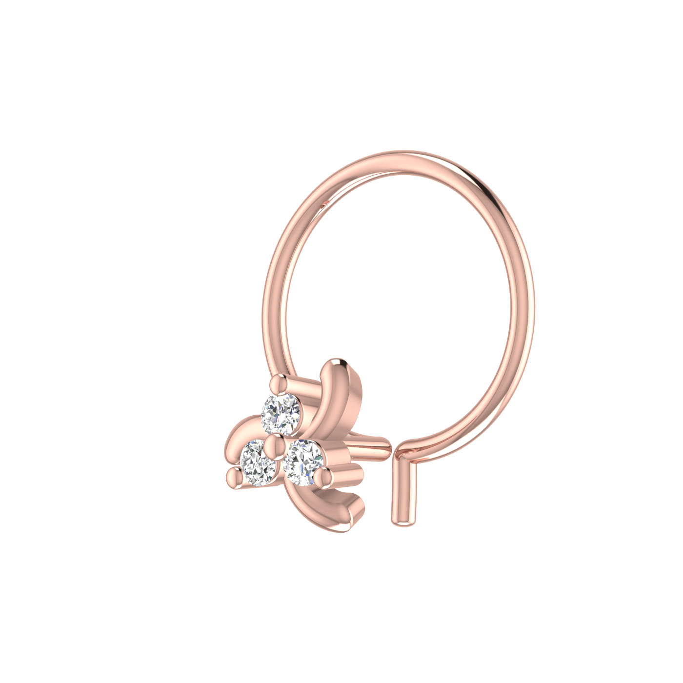 0.03 Carat Lab Grown Diamond Floral Nose Pin.