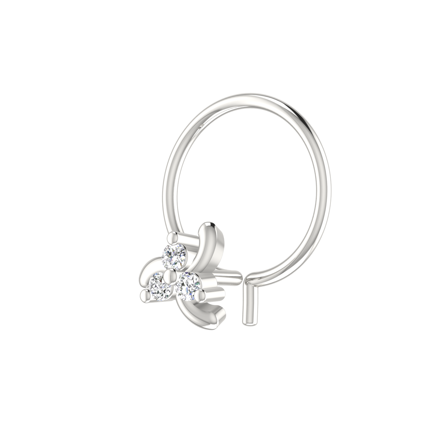 14K Gold Twisted Petal Design 0.03ct Natural Diamond Nose Pin