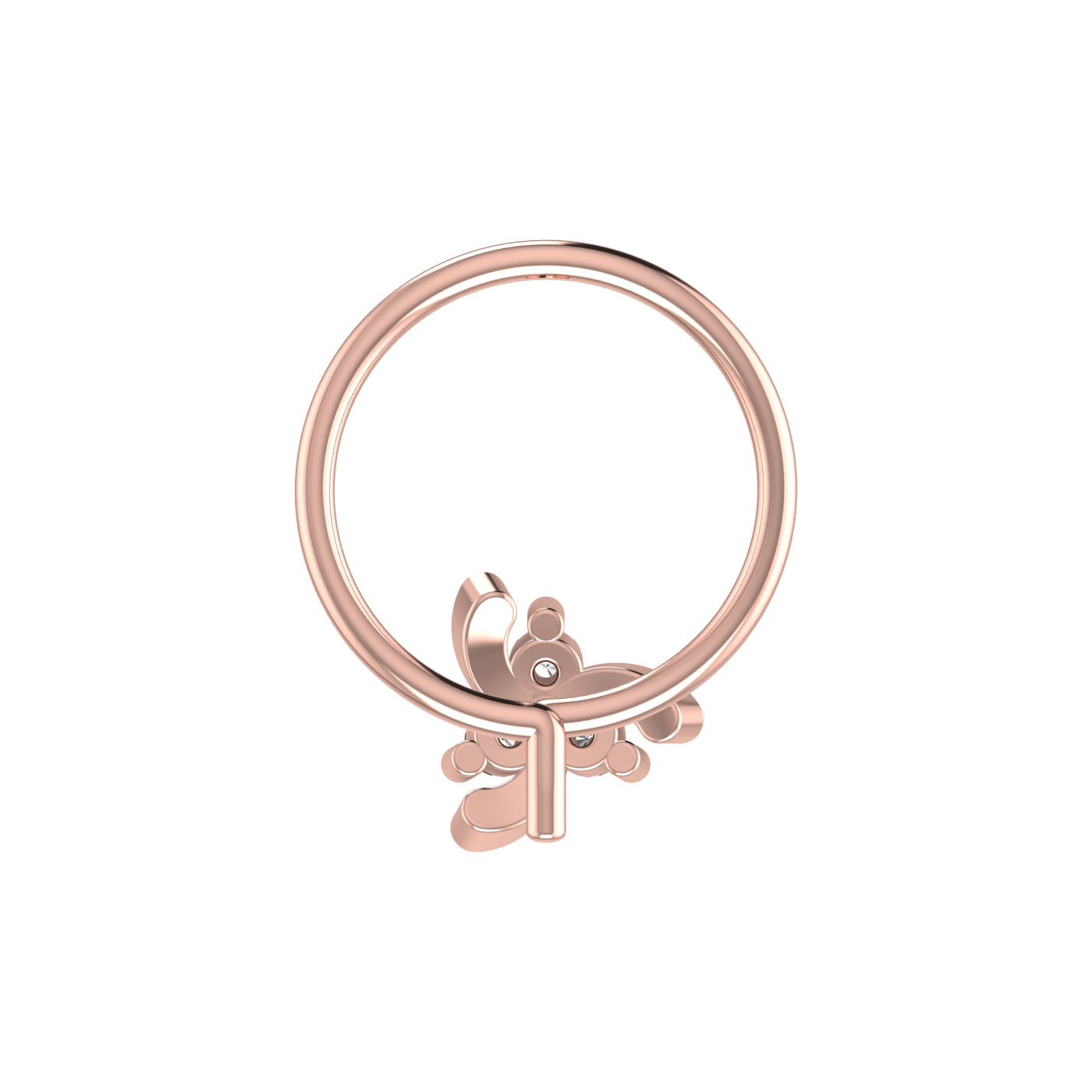 14K Gold Twisted Petal Design 0.03ct Natural Diamond Nose Pin