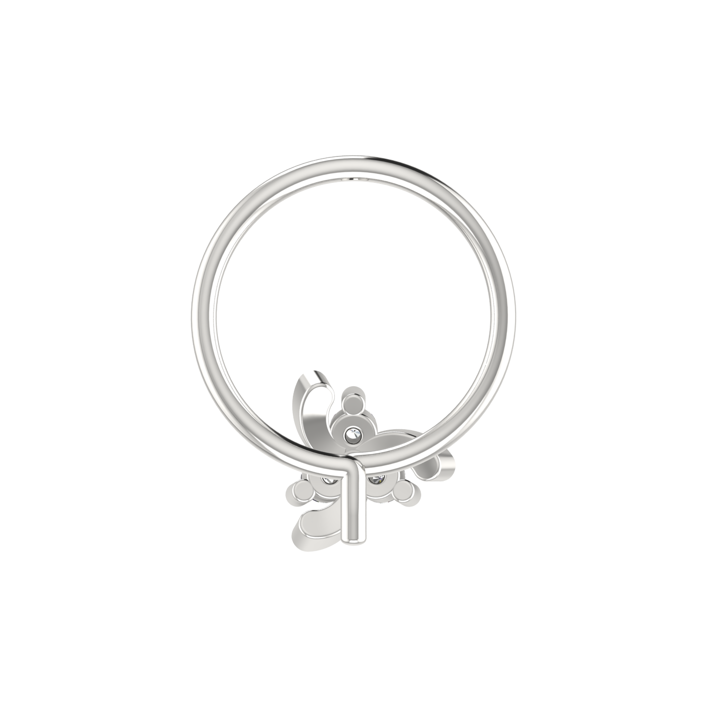 14K Gold Twisted Petal Design 0.03ct Natural Diamond Nose Pin