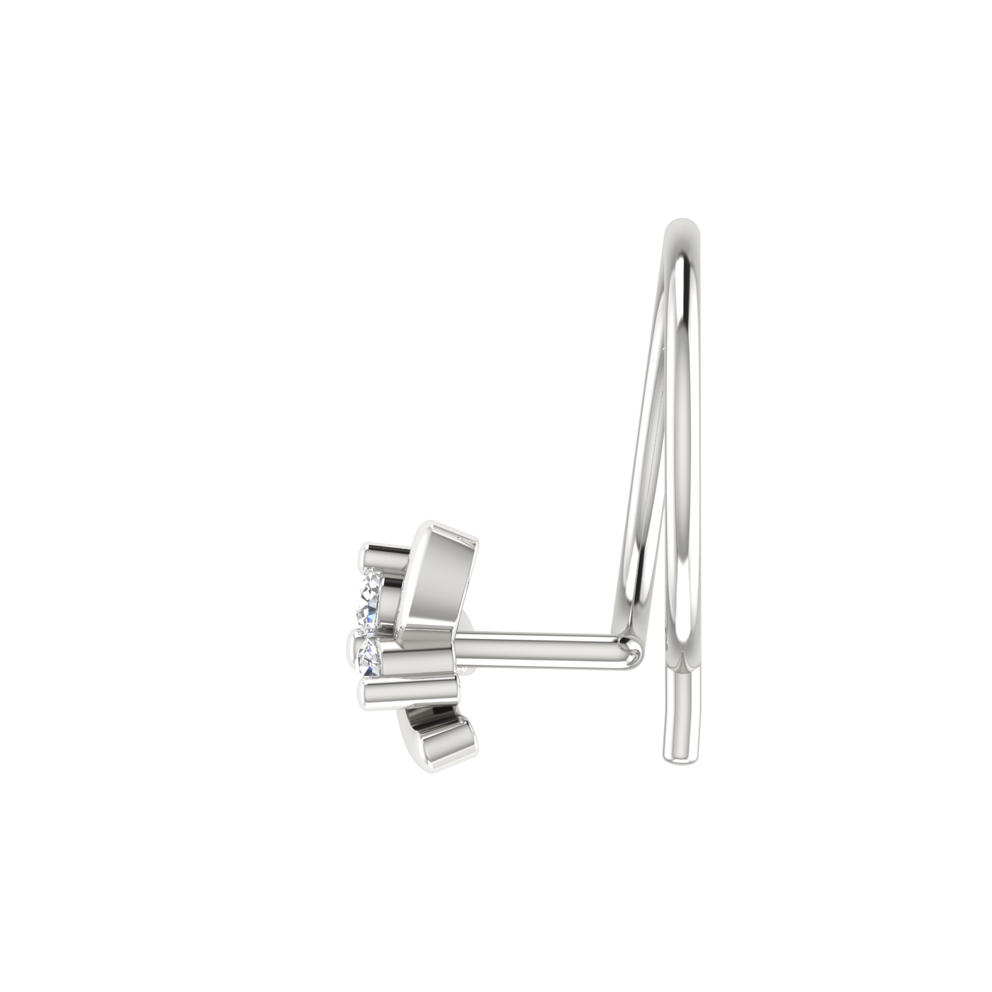 14K Gold Twisted Petal Design 0.03ct Natural Diamond Nose Pin