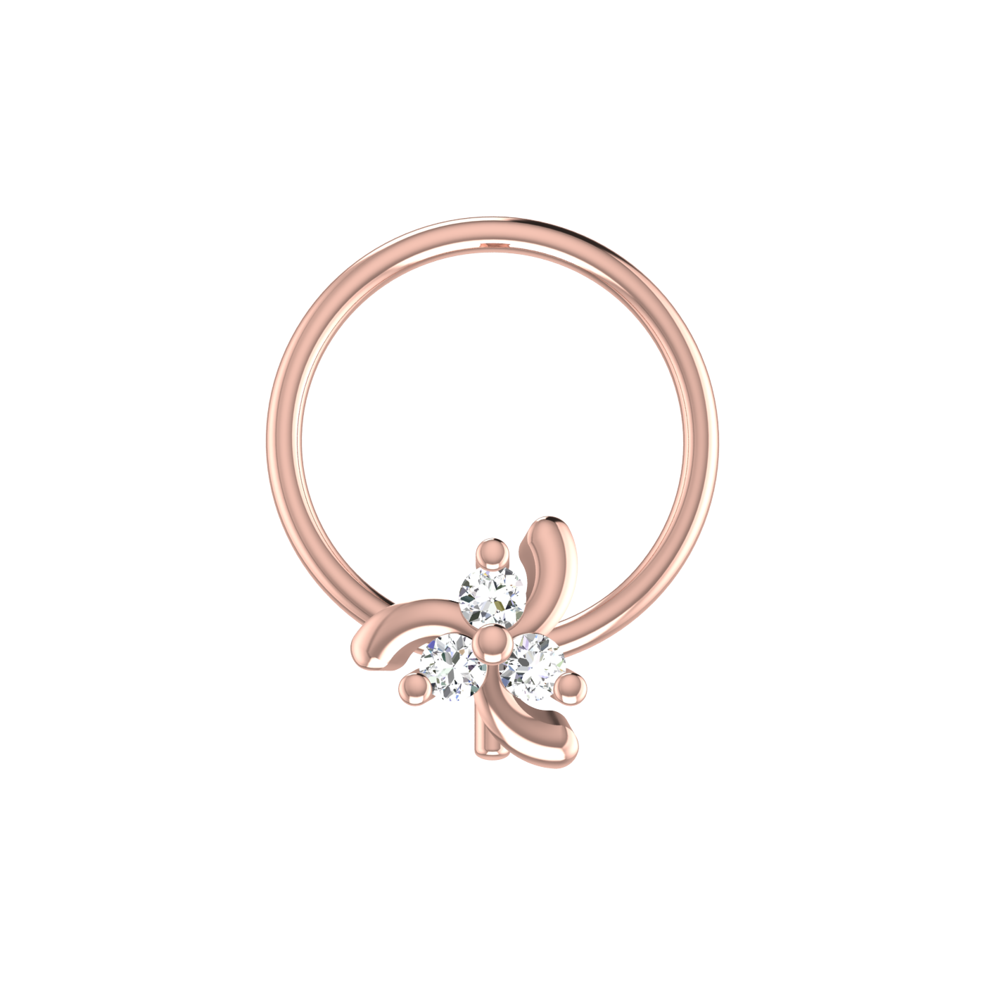 0.03 Carat Lab Grown Diamond Floral Nose Pin.