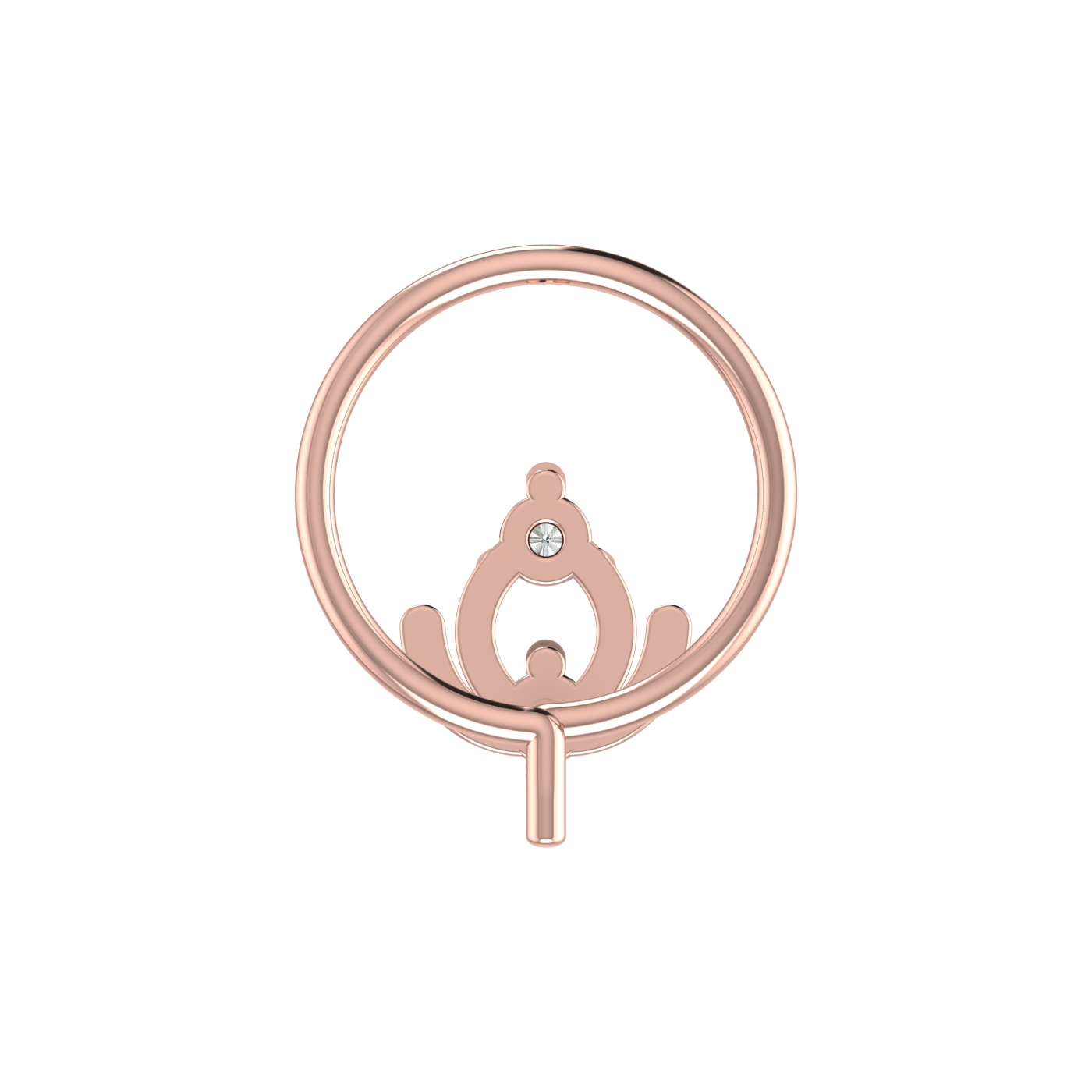 14K Gold Regal Bloom Design 0.036ct Natural Diamond Nose Pin