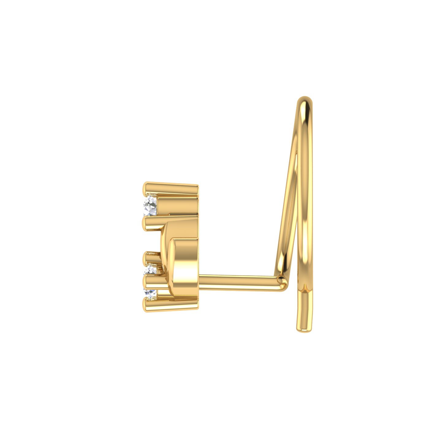 14K Gold Regal Bloom Design 0.036ct Natural Diamond Nose Pin