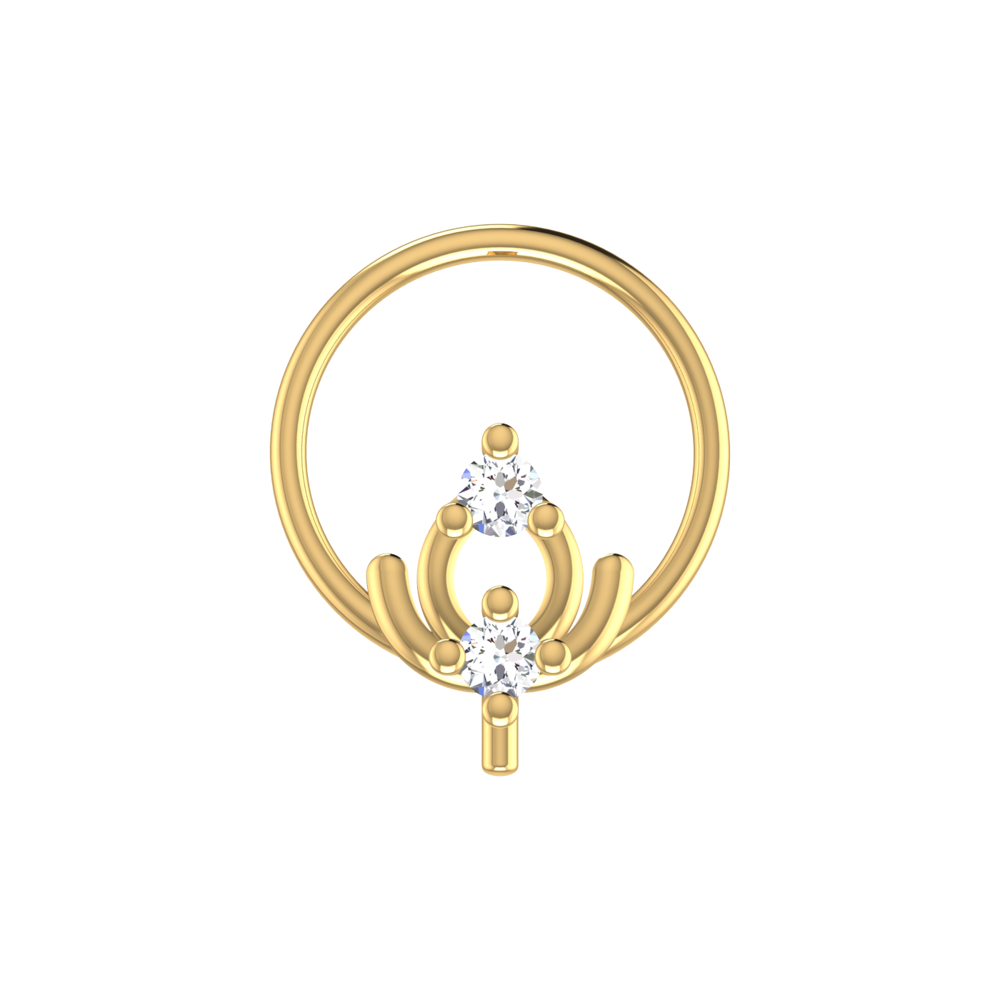 14K Gold Regal Bloom Design 0.036ct Natural Diamond Nose Pin