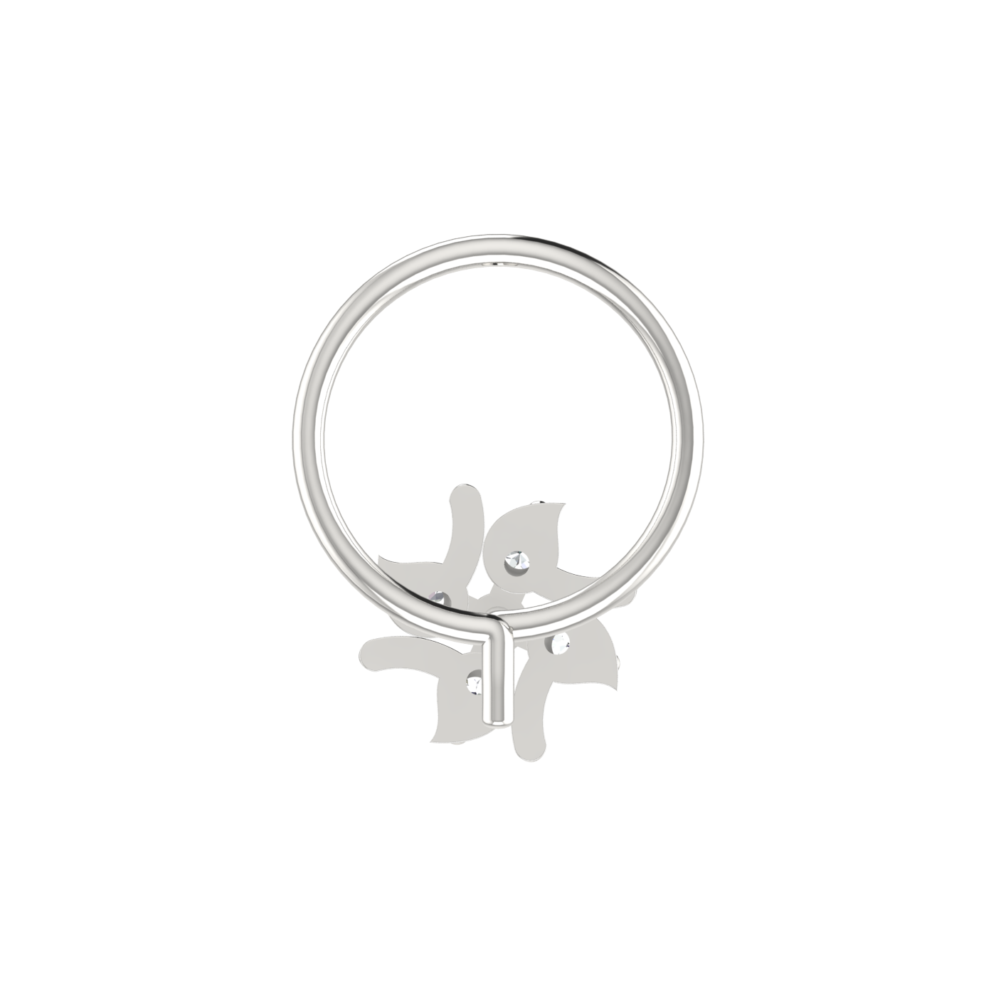 14K Gold Swirling Petal Design 0.06ct Natural Diamond Nose Pin