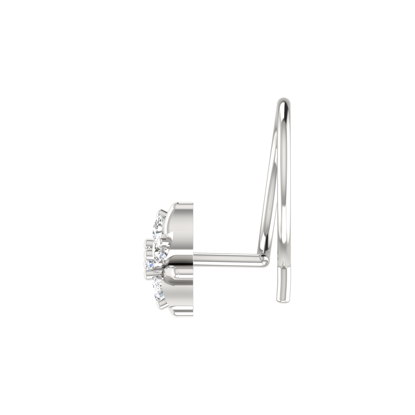 14K Gold Swirling Petal Design 0.06ct Natural Diamond Nose Pin