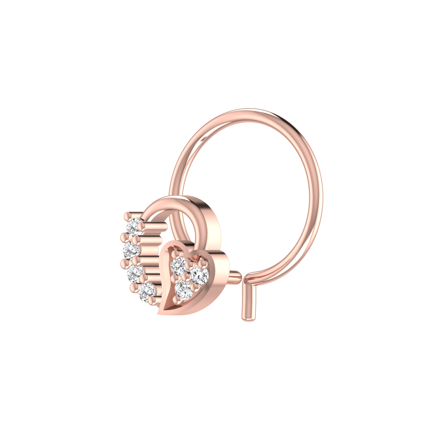 14K Gold Encrusted Twisted Vine Design 0.035ct Natural Diamond Nose Pin