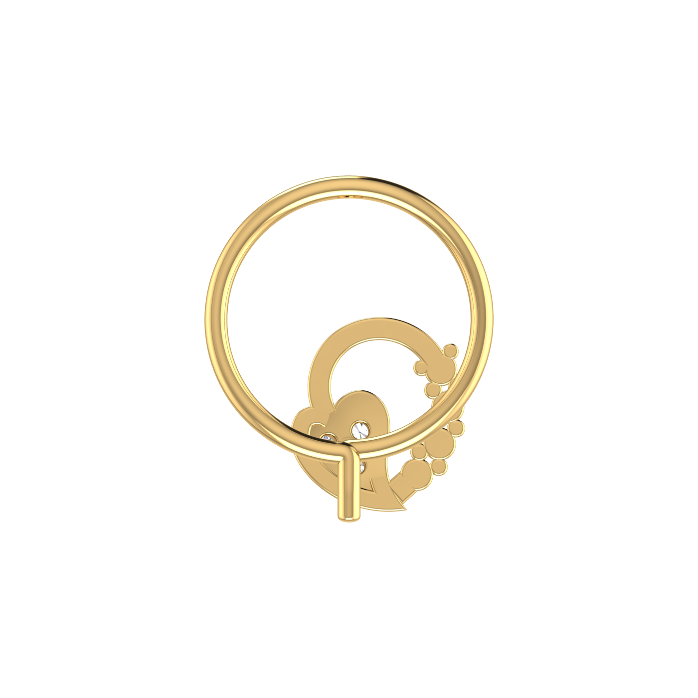 14K Gold Encrusted Twisted Vine Design 0.035ct Natural Diamond Nose Pin