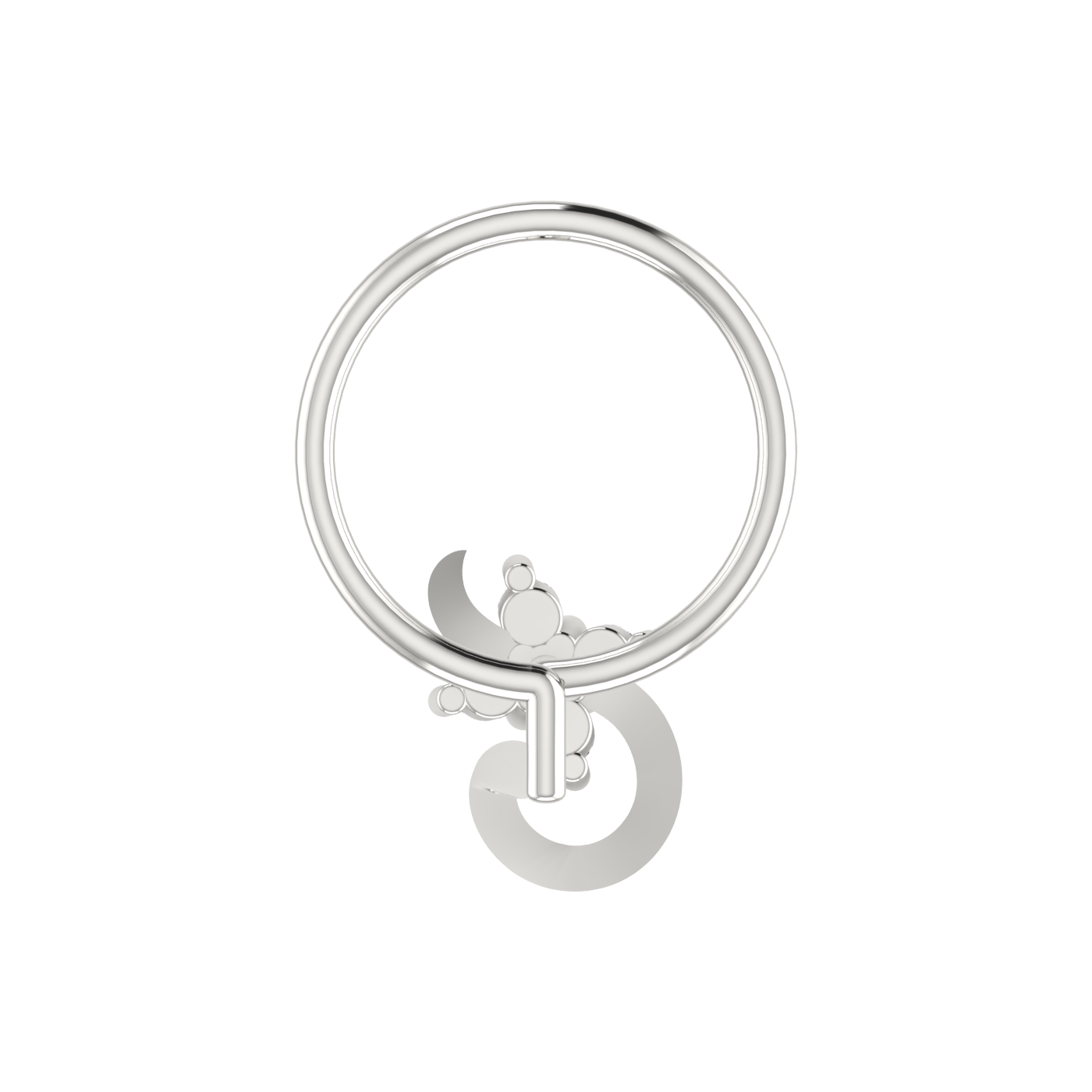 14K Gold Floral Curl Design 0.03ct Natural Diamond Nose Pin