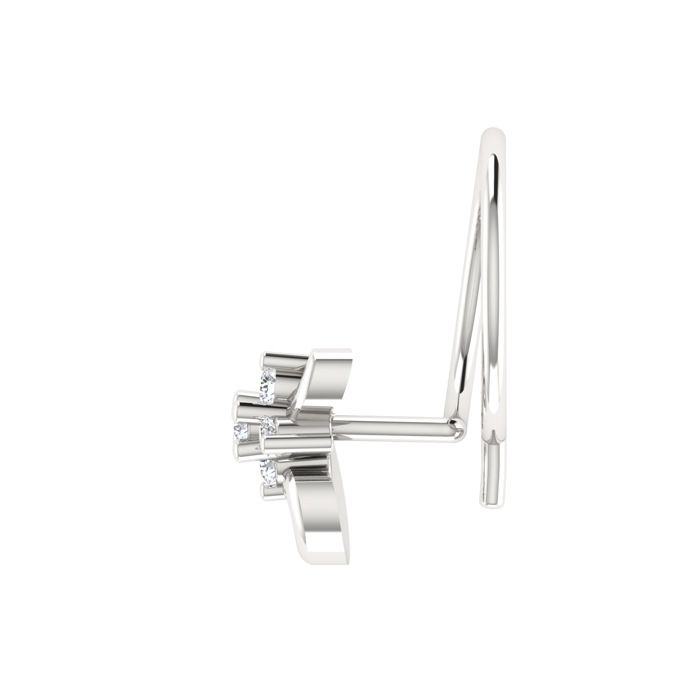 14K Gold Floral Curl Design 0.03ct Natural Diamond Nose Pin