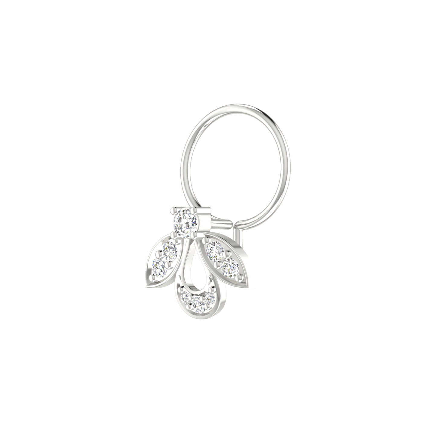 Delicate Floral Bloom 0.08 Ct Lab Grown Nose Pin