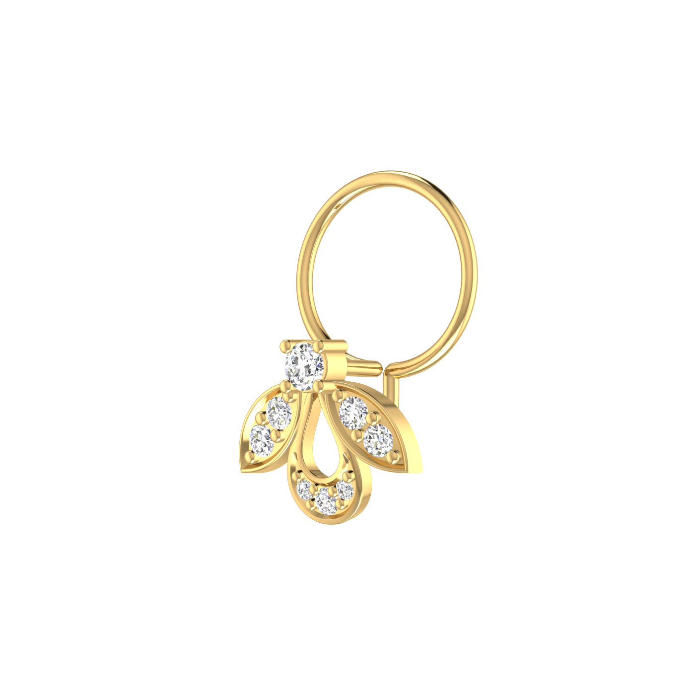 Delicate Floral Bloom 0.08 Ct Lab Grown Nose Pin