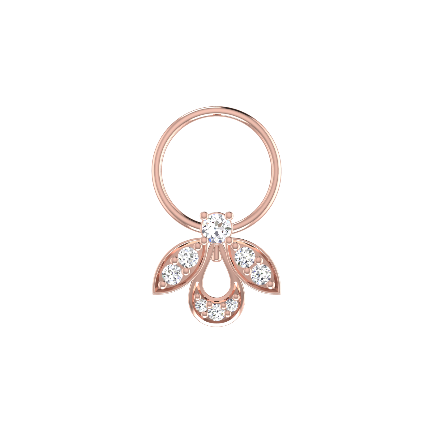 Delicate Floral Bloom 0.08 Ct Lab Grown Nose Pin