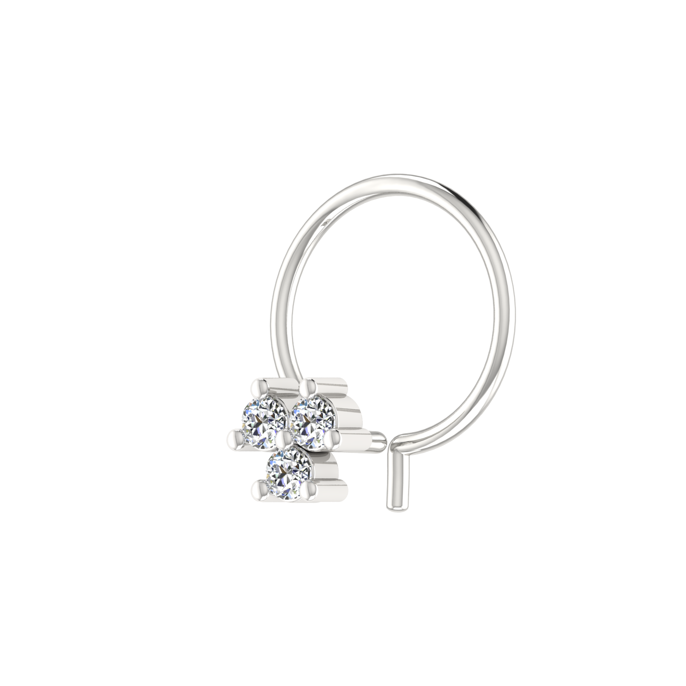 Delicate Three-Stone Spark 0.05 Ct Lab Grown Diamond Nose Pin