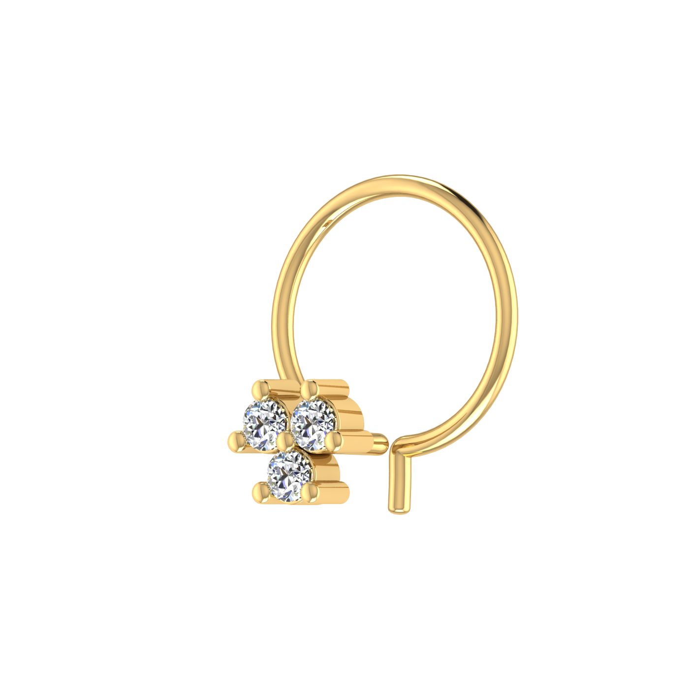 Delicate Three-Stone Spark 0.05 Ct Lab Grown Diamond Nose Pin