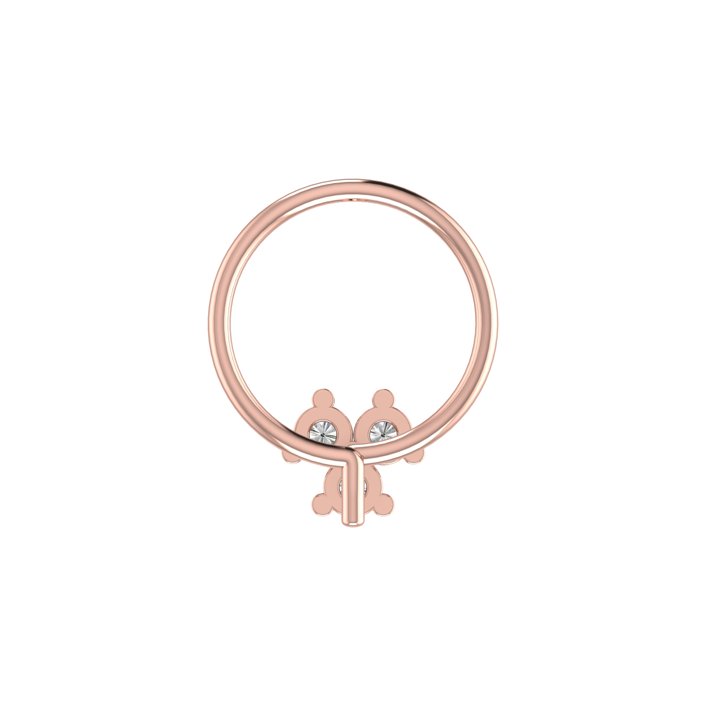 Delicate Three-Stone Spark 0.05 Ct Lab Grown Diamond Nose Pin