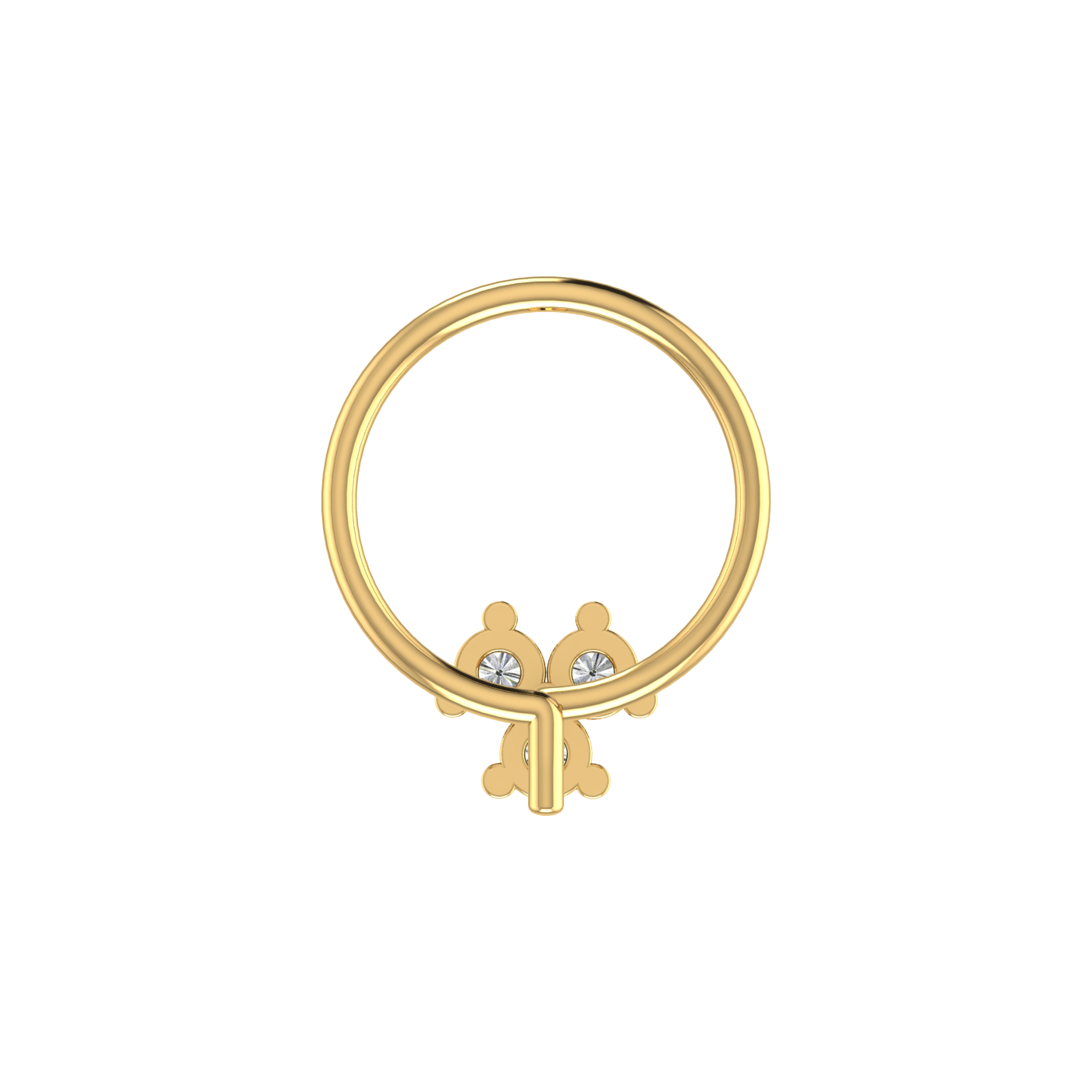 Delicate Three-Stone Spark 0.05 Ct Lab Grown Diamond Nose Pin