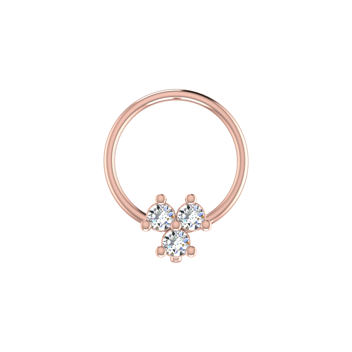 Delicate Three-Stone Spark 0.05 Ct Lab Grown Diamond Nose Pin