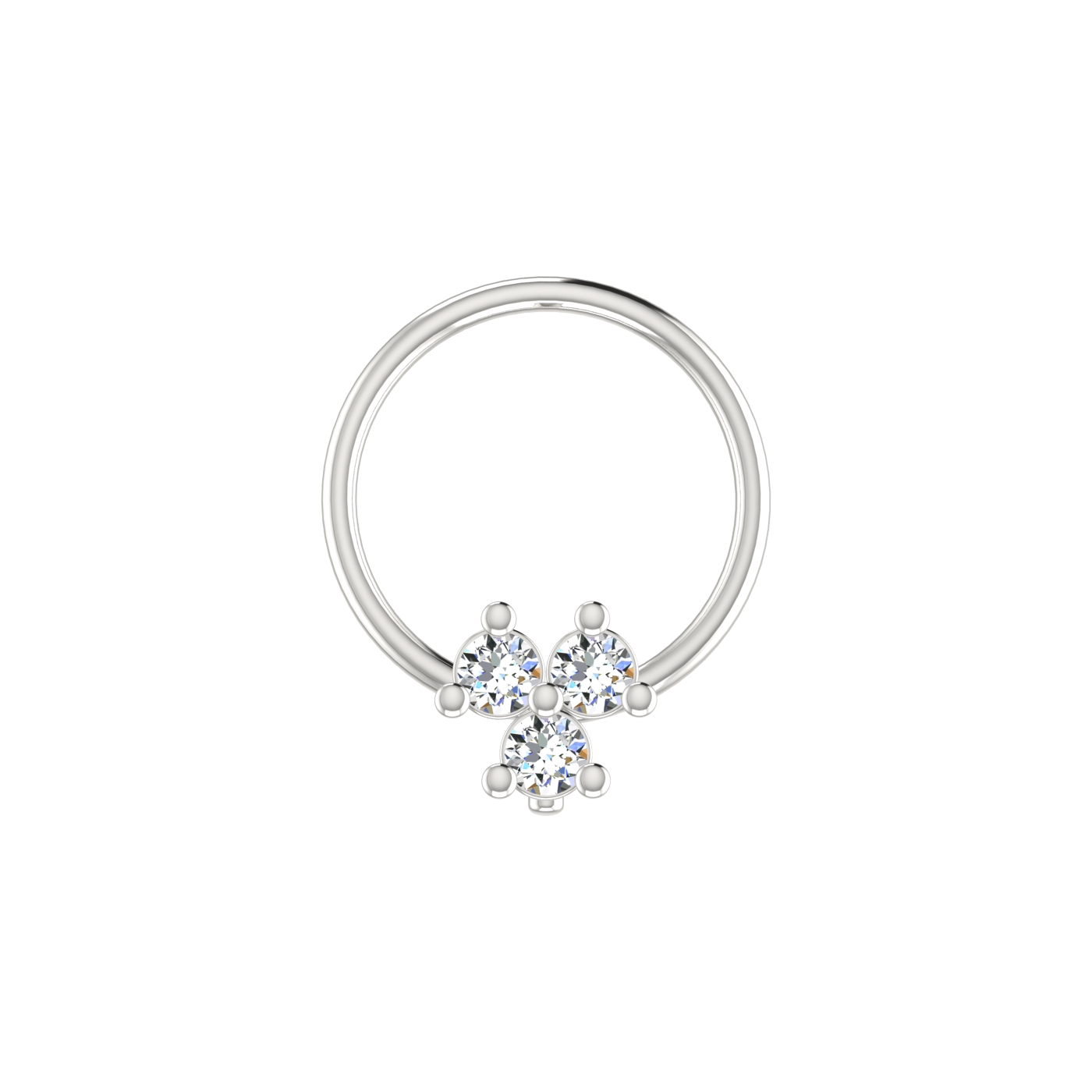 Delicate Three-Stone Spark 0.05 Ct Lab Grown Diamond Nose Pin