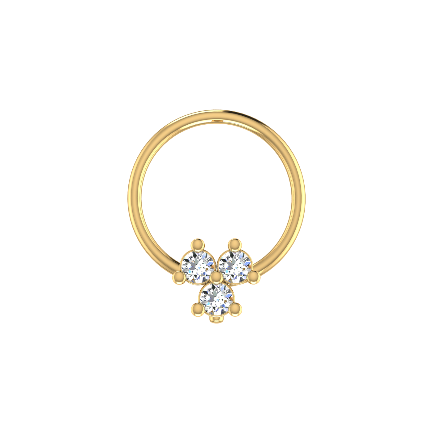 Delicate Three-Stone Spark 0.05 Ct Lab Grown Diamond Nose Pin
