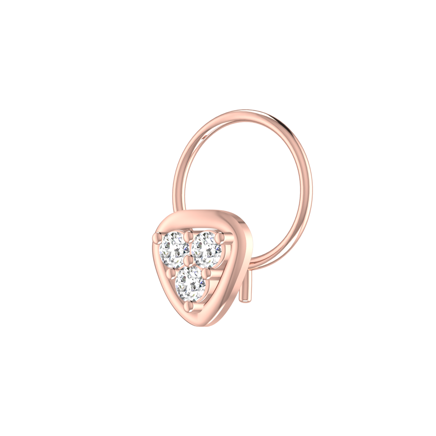 Classic Three-Stone Elegance 0.09 Ct Lab Grown Diamond Nose Pin