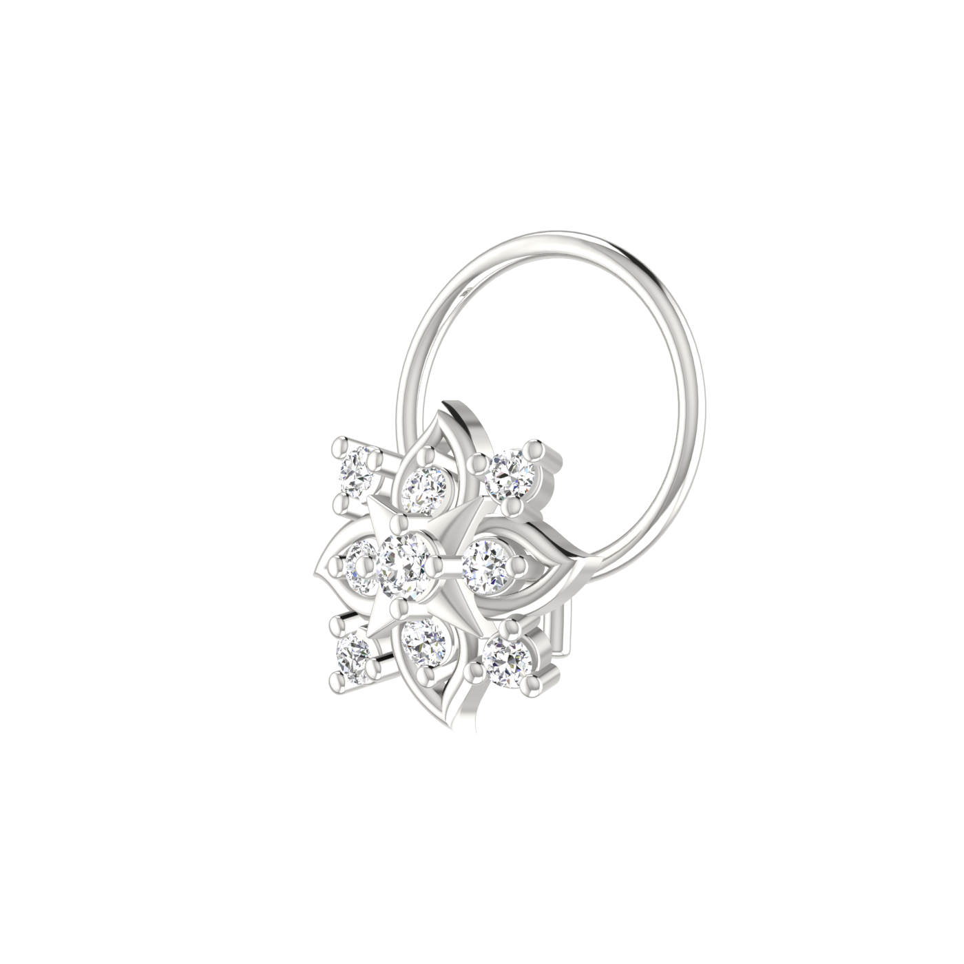 Certified 0.08 Ct Lab Grown Diamond Flower Nose Pin