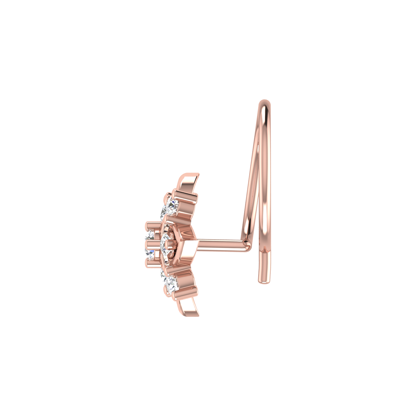 Certified 0.08 Ct Lab Grown Diamond Flower Nose Pin
