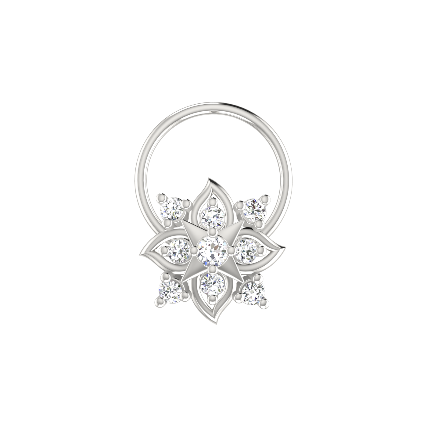 Certified 0.08 Ct Lab Grown Diamond Flower Nose Pin