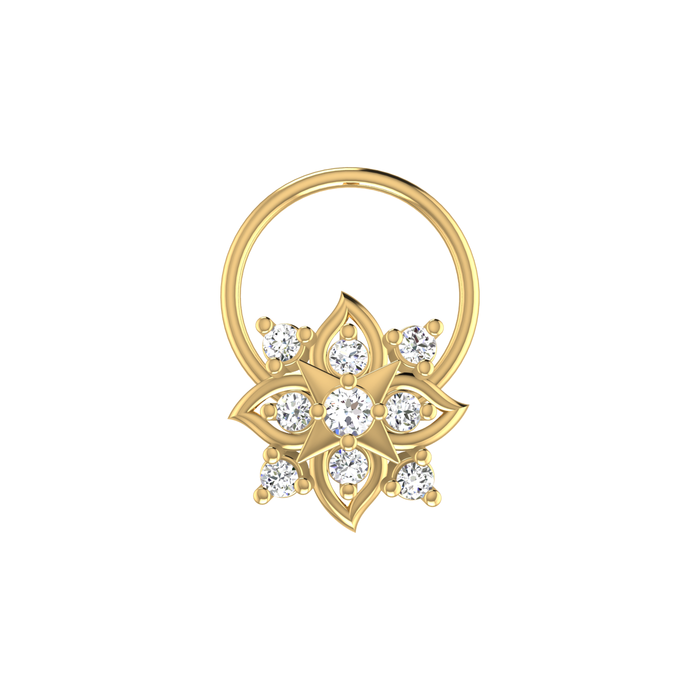 Certified 0.08 Ct Lab Grown Diamond Flower Nose Pin