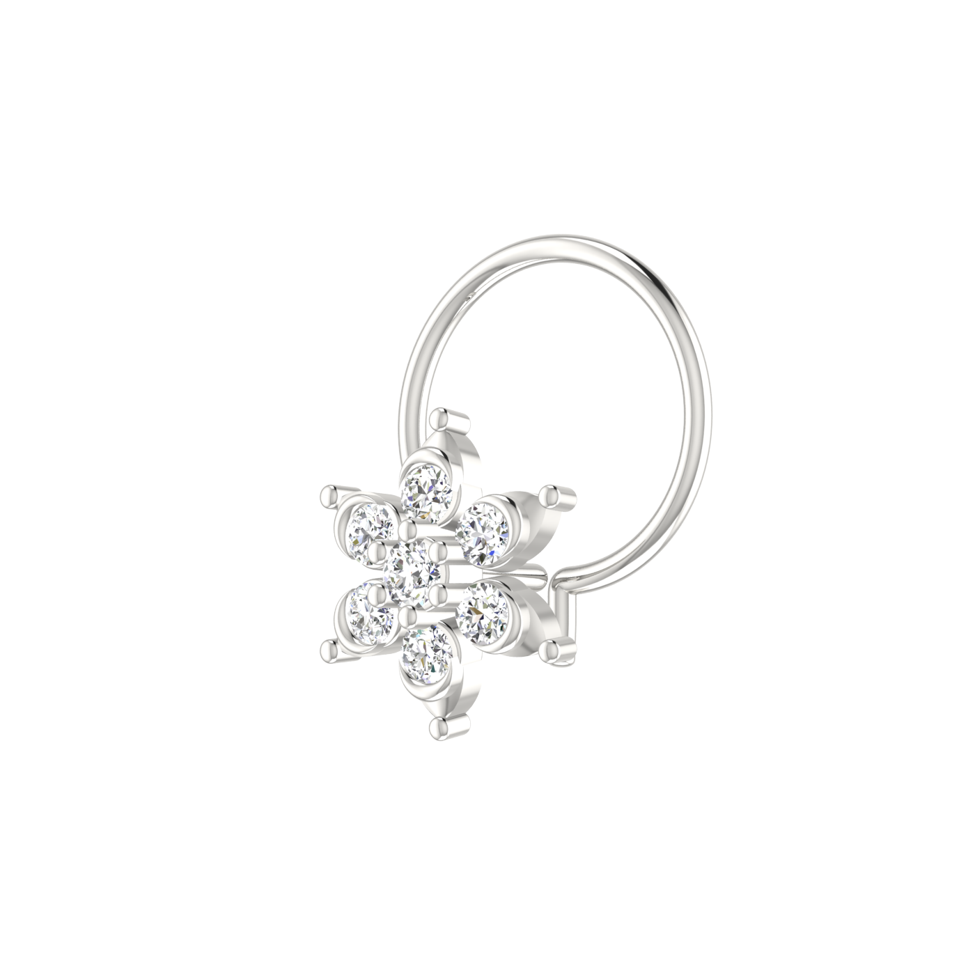 Elegant Flower Spark 0.09 Ct Lab Diamond Nose Pin