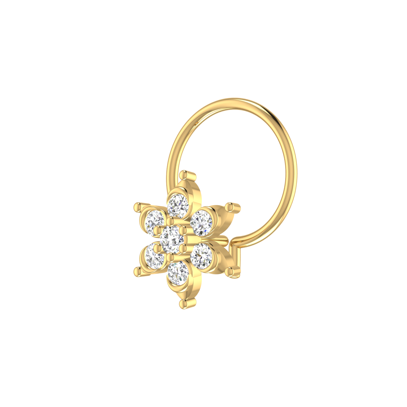 Elegant Flower Spark 0.09 Ct Lab Diamond Nose Pin